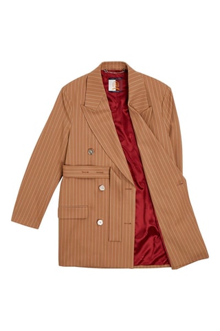 Veste longue en laine vierge Beige