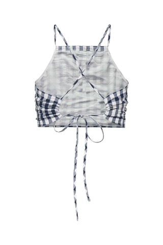 Crop top en coton biologique Bleu marine et blanc
