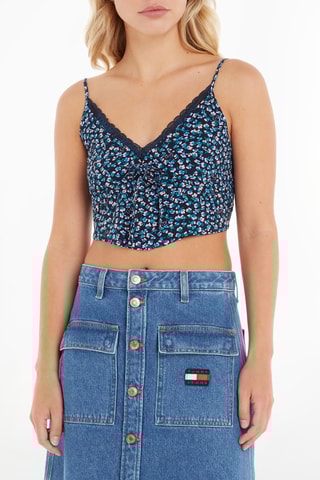Crop top Noir et turquoise