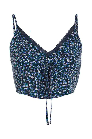 Crop top Noir et turquoise