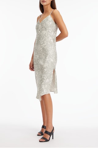 Robe midi - Gris clair et écru