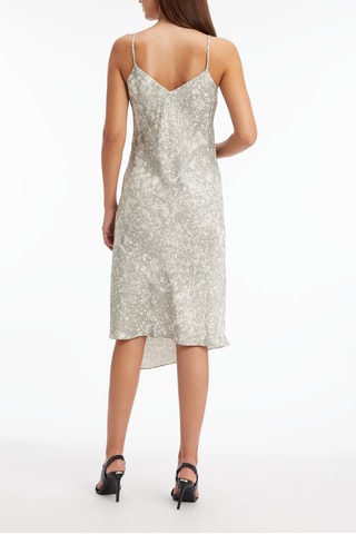 Robe midi - Gris clair et écru