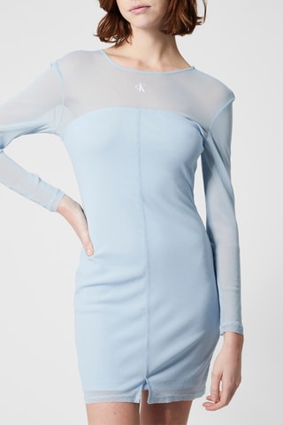 Robe droite en tulle - Ciel