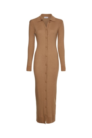Robe fourreau en laine Camel