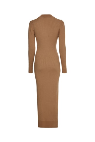 Robe fourreau en laine Camel