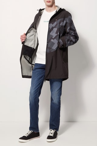 Parka à capuche Noir et gris
