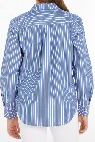 Chemisier en coton biologique Bleu clair et blanc