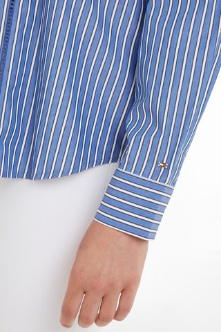 Chemisier en coton biologique Bleu clair et blanc