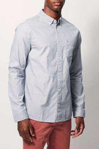 Chemise en coton biologique Blanc et bleu marine