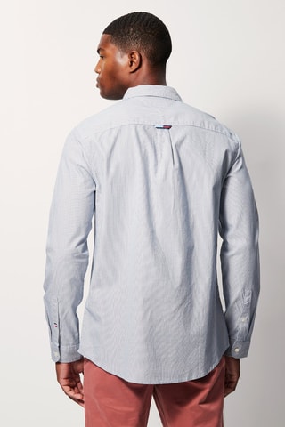 Chemise en coton biologique Blanc et bleu marine