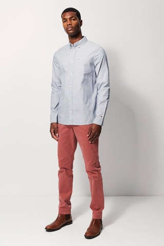 Chemise en coton biologique Blanc et bleu marine