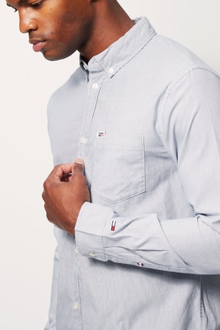 Chemise en coton biologique Blanc et bleu marine