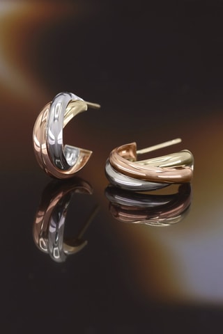 Demi-créoles Tri Or Or jaune, or blanc et or rose