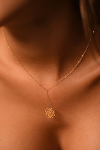 Collier Rosace pendante Or jaune