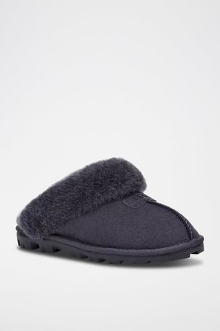 Chaussons fourrés en nubuck Coquette - Bleu nuit