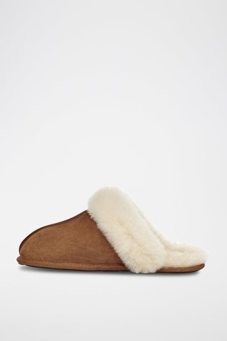 Chaussons fourrés en cuir de mouton Schuffette II - Marron clair