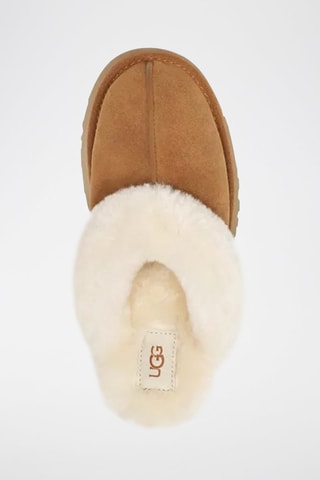 Pantoufles fourrées plateformes en nubuck Disquette - Camel
