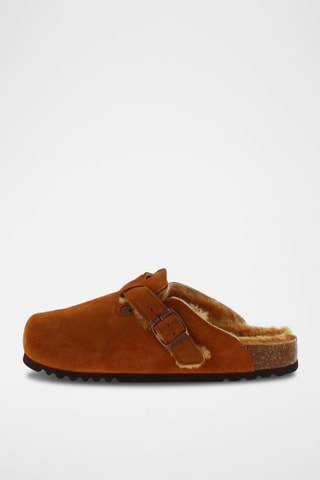 Chaussons fourrés en nubuck Fae Orange