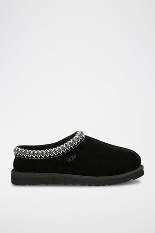 Chaussons en nubuck fourrés en cuir de mouton Tasman - Noir
