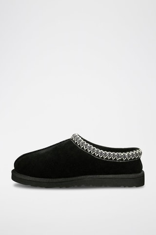 Chaussons en nubuck fourrés en cuir de mouton Tasman - Noir