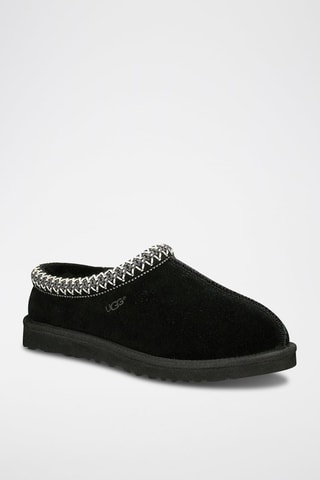 Chaussons en nubuck fourrés en cuir de mouton Tasman - Noir