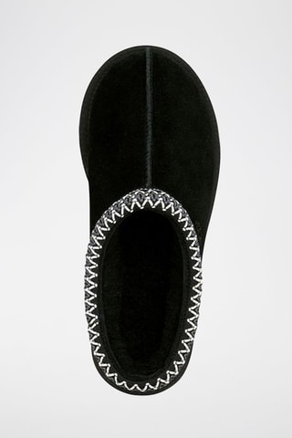 Chaussons en nubuck fourrés en cuir de mouton Tasman - Noir