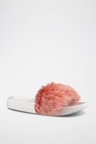 Sandales en fourrure de mouton Royale Tipped - Corail