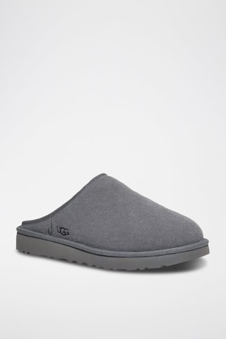 Pantoufles fourrées en nubuck Classic - Gris