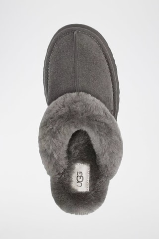 Pantoufles fourrées plateformes en nubuck Disquette - Gris