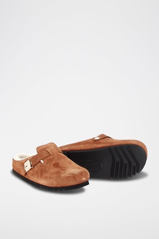 Sabots fourrés en nubuck Grace Camel
