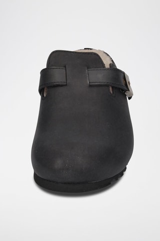 Sabots fourrés en cuir Grace Noir