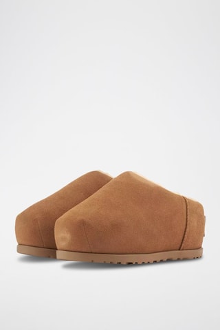 Sabots fourrés en nubuck W Pumped - Noisette