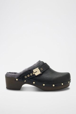 Sabots fourrés en cuir Pescura Noir