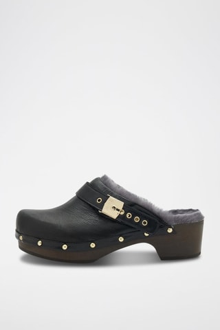 Sabots fourrés en cuir Pescura Noir
