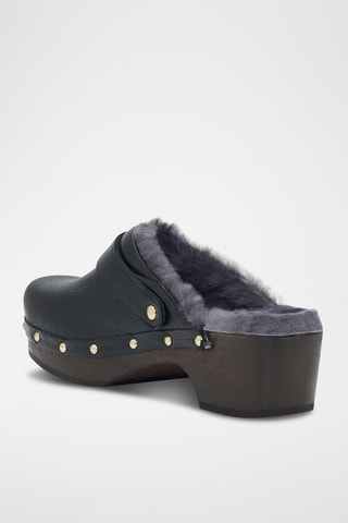 Sabots fourrés en cuir Pescura Noir