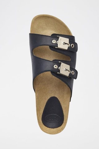 Mules en cuir Alba Bleu marine