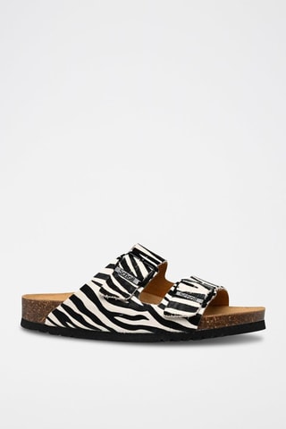 Mules en nubuck Josephine Noir et blanc