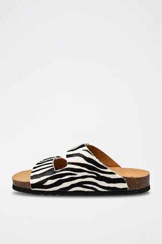 Mules en nubuck Josephine Noir et blanc