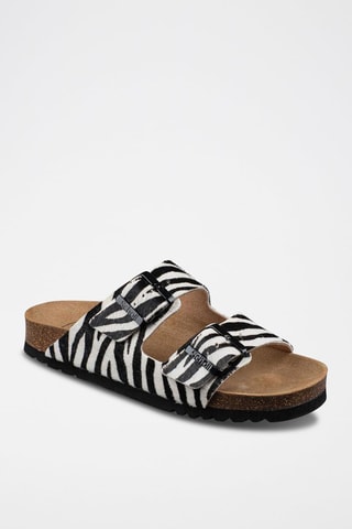 Mules en nubuck Josephine Noir et blanc