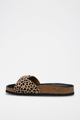 Mules en nubuck Kathleen Noir et camel