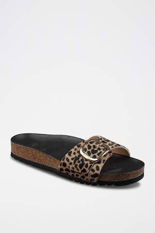Mules en nubuck Kathleen Noir et camel