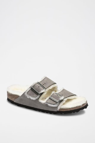 Mules fourrées en nubuck Arizona -  Gris
