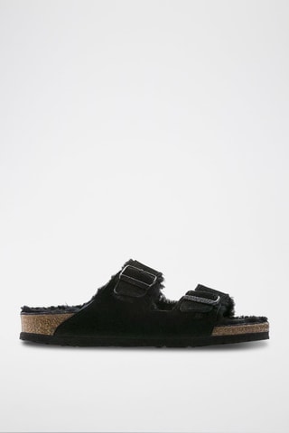 Mules fourrées en nubuck Arizona  - Noir