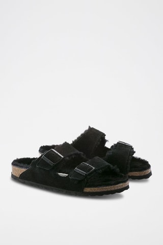 Mules fourrées en nubuck Arizona  - Noir