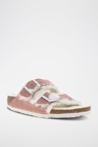 Mules fourrées en nubuck Arizona - Rose