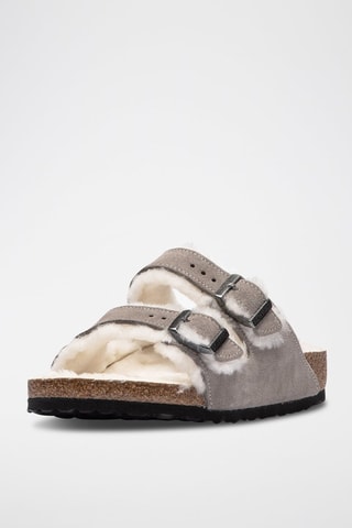 Mules fourrées en nubuck Arizona - Gris