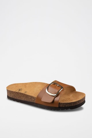 Mules en cuir Kathleen Camel