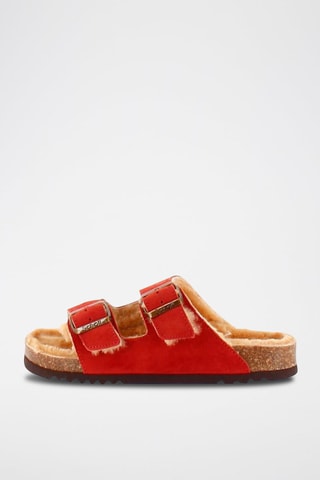 Mules fourrées en nubuck Josephine - Rouge