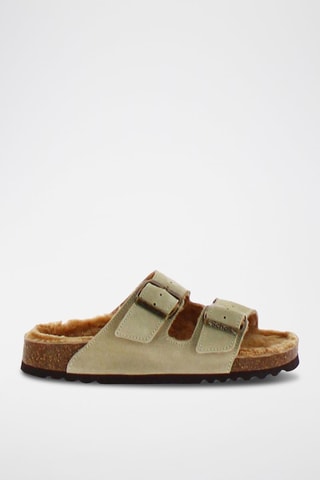 Mules fourrées en nubuck Josephine - Beige