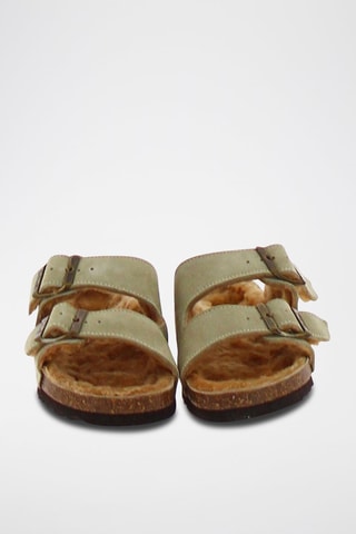 Mules fourrées en nubuck Josephine - Beige